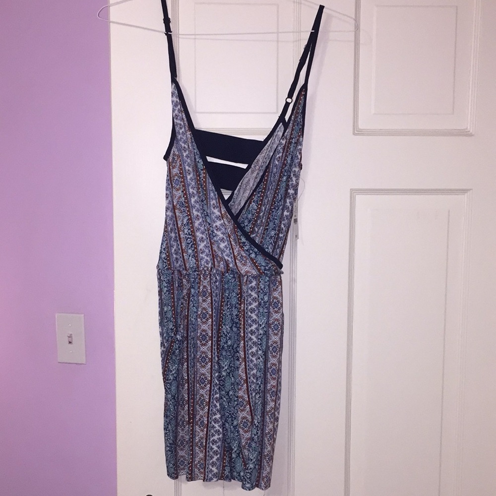Patterned Pocket Romper with strapped back